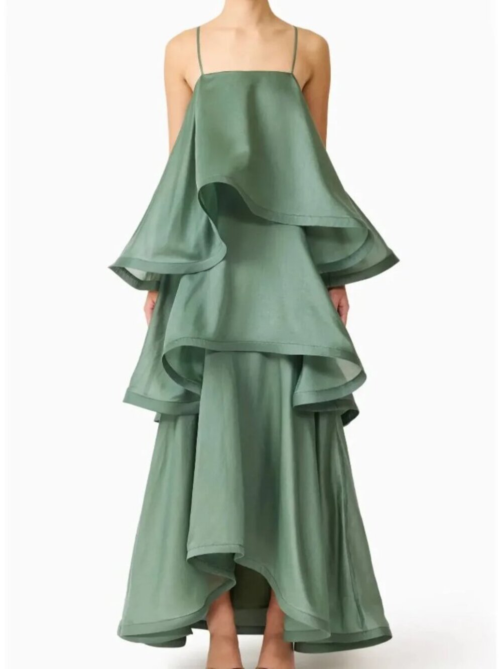 New Elliatt x Revolve Noemi Tilly tiered voile square neck flowy gown maxi dress